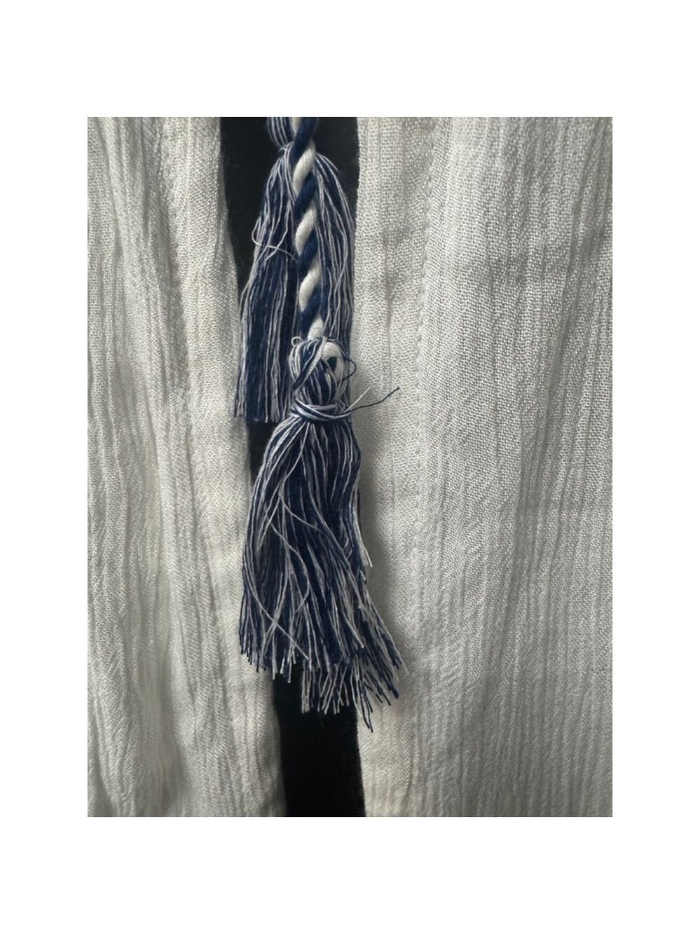 NEW Zara Trafaluc Embroidered Smocked Cardigan Size Medium White and Blue Flawed - Picture 7 of 16